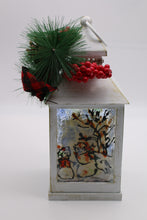 Load image into Gallery viewer, Small White Wooden Snowman Lantern
