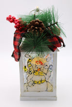 Load image into Gallery viewer, Small White Wooden Snowman Lantern
