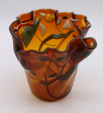 Load image into Gallery viewer, Dark Amber with Fall colors Vase
