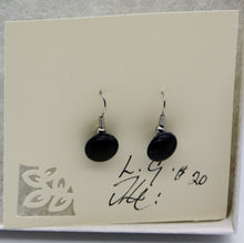 Load image into Gallery viewer, Jewelry -Round small black glass Pierced Earrings
