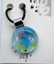 Load image into Gallery viewer, Jewelry -Necklace Round clear with blue mixed dichroic pieces
