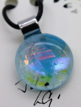 Load image into Gallery viewer, Jewelry -Necklace Round clear with blue mixed dichroic pieces
