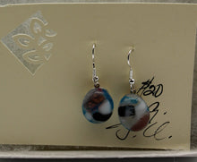 Load image into Gallery viewer, Jewelry - Small Oval clear with mixed Blue, rose, black and white pierced Earrings
