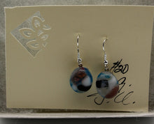 Load image into Gallery viewer, Jewelry - Small Oval clear with mixed Blue, rose, black and white pierced Earrings
