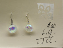 Load image into Gallery viewer, Jewelry - Round Clear with Blue Dichroic Chips Pierced Earrings
