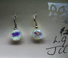 Load image into Gallery viewer, Jewelry - Round Clear with Blue Dichroic Chips Pierced Earrings
