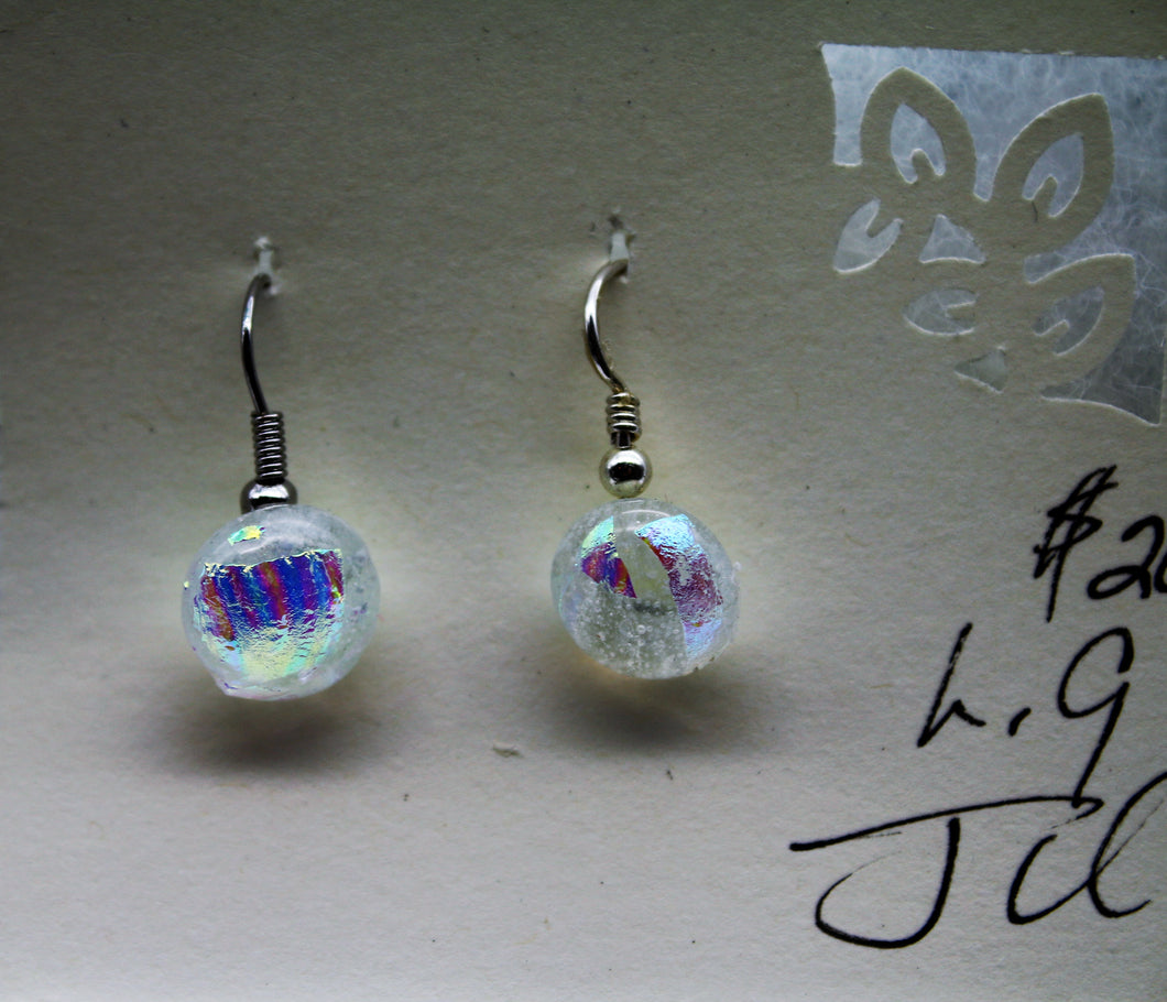 Jewelry - Round Clear with Blue Dichroic Chips Pierced Earrings