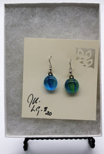 Load image into Gallery viewer, Jewelry - Small round Blue and green Tiger eye Pierced Earrings
