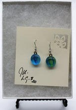 Load image into Gallery viewer, Jewelry - Small round Blue and green Tiger eye Pierced Earrings
