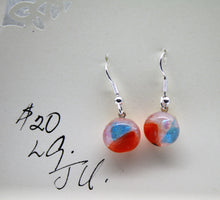 Load image into Gallery viewer, Jewelry - Round Clear with Blue and Orange Chips Pierced Earrings
