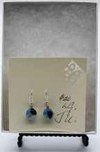 Load image into Gallery viewer, Jewelry - Round Clear with Blue and purple splashes of color Pierced Earrings
