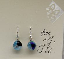 Load image into Gallery viewer, Jewelry - Round Clear with Blue and purple splashes of color Pierced Earrings
