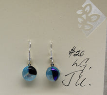 Load image into Gallery viewer, Jewelry - Round Clear with Blue and purple splashes of color Pierced Earrings
