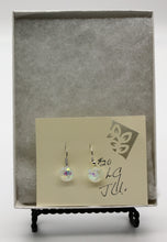 Load image into Gallery viewer, Jewelry -Round Clear with silver dichroic embedded glass Pierced Earrings
