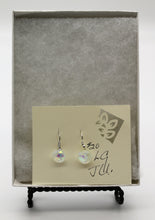 Load image into Gallery viewer, Jewelry -Round Clear with silver dichroic embedded glass Pierced Earrings
