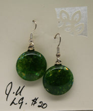 Load image into Gallery viewer, Jewelry - Small round dark green and gold Pierced Earrings
