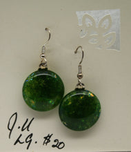 Load image into Gallery viewer, Jewelry - Small round dark green and gold Pierced Earrings
