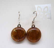 Load image into Gallery viewer, Jewelry -Round Amber transparent glass Pierced Earrings
