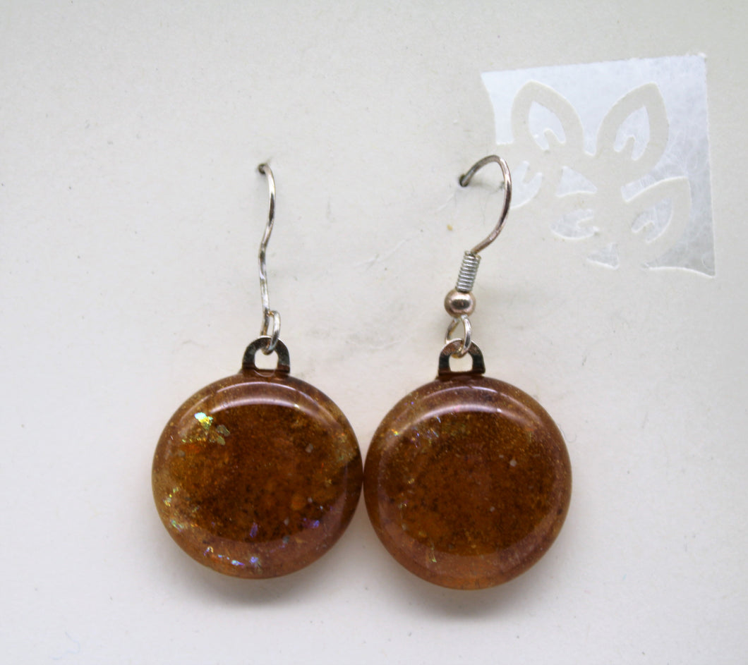 Jewelry -Round Amber transparent glass Pierced Earrings