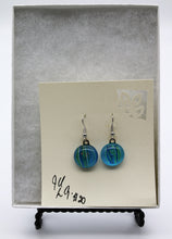 Load image into Gallery viewer, Jewelry - Small round Blue Stripped glass Pierced Earrings
