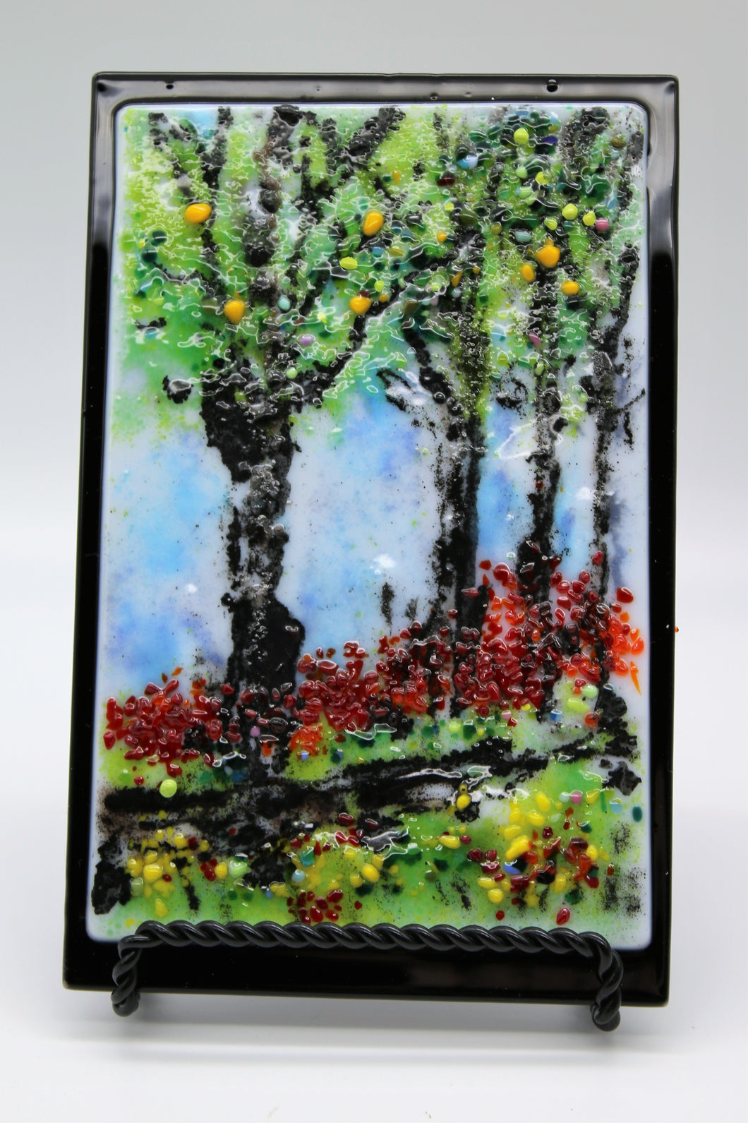 Trees On Path framed with Black Glass