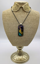 Load image into Gallery viewer, Jewelry - Medium Oblong Black Glass with various shapes and color of Dichroic Glass embedded
