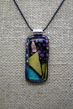 Load image into Gallery viewer, Jewelry - Medium Oblong Black Glass with various shapes and color of Dichroic Glass embedded
