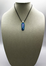 Load image into Gallery viewer, Jewelry- Small Oblong Light blue with Pink Dichroic Strip down Middle
