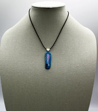 Load image into Gallery viewer, Jewelry- Small Oblong Light blue with Pink Dichroic Strip down Middle
