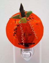 Load image into Gallery viewer, Pumpkin Fall Night Light on Transparent Orange Glass
