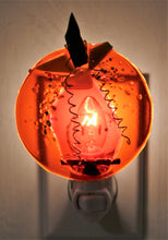 Load image into Gallery viewer, Pumpkin Fall Night Light on Transparent Orange Glass
