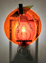 Load image into Gallery viewer, Pumpkin Fall Night Light on Transparent Orange Glass
