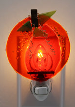 Load image into Gallery viewer, Pumpkin Fall Night Light on Transparent Orange Glass
