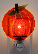 Load image into Gallery viewer, Pumpkin Fall Night Light on Transparent Orange Glass
