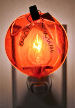 Load image into Gallery viewer, Pumpkin Fall Night Light on Transparent Orange Glass
