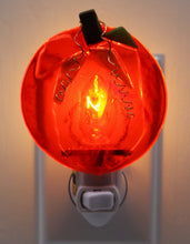 Load image into Gallery viewer, Pumpkin Fall Night Light on Transparent Orange Glass
