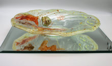 Load image into Gallery viewer, 12 x 12 Round Red and Bronze Oak Leaf Swirl Bowl
