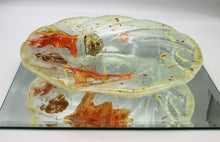 Load image into Gallery viewer, 12 x 12 Round Red and Bronze Oak Leaf Swirl Bowl
